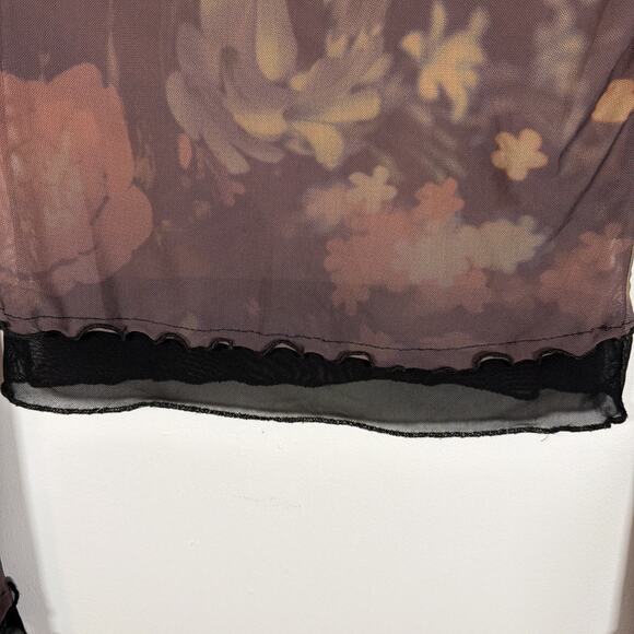 Urban Outfitters Mesh Sheer Lace Layering Top Shirt Fitted Large Stretchy Fall - Picture 7 of 9